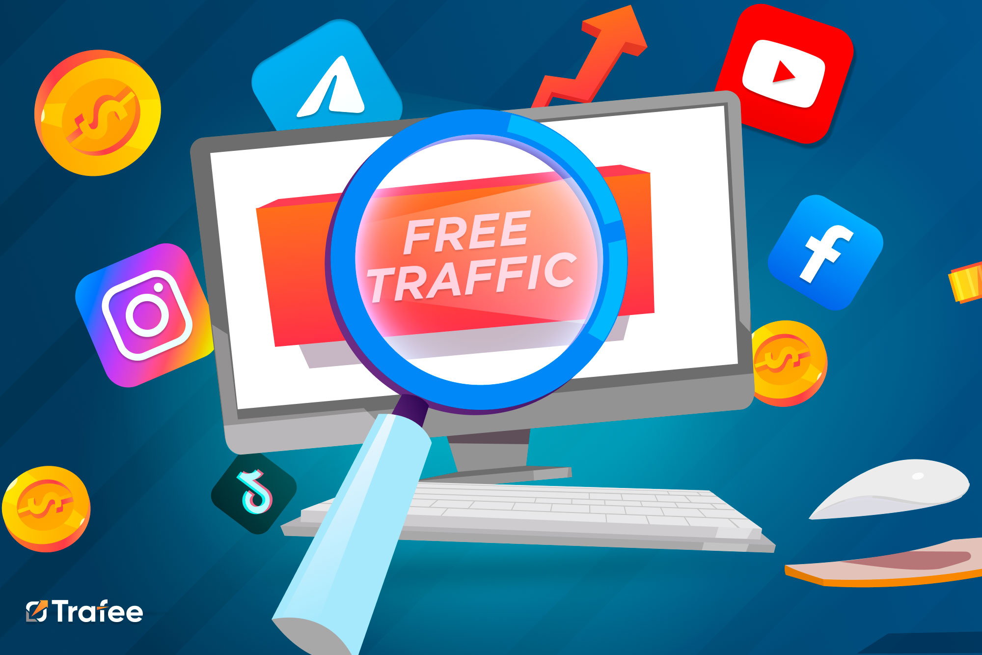 laptop with free traffic sources